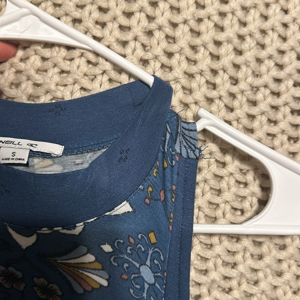 O’Neill Leslie Denim Blue Floral Print Swing Dress Small - Picture 10 of 12